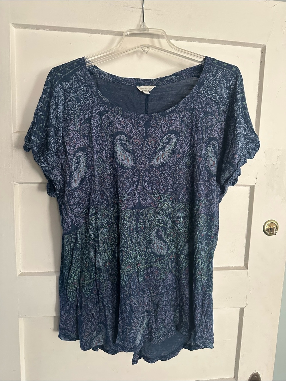 Lucky Brand Blue Paisley Short-Sleeve Tunic